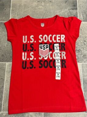 Red US Soccer Girls' Tee - Youth M & S